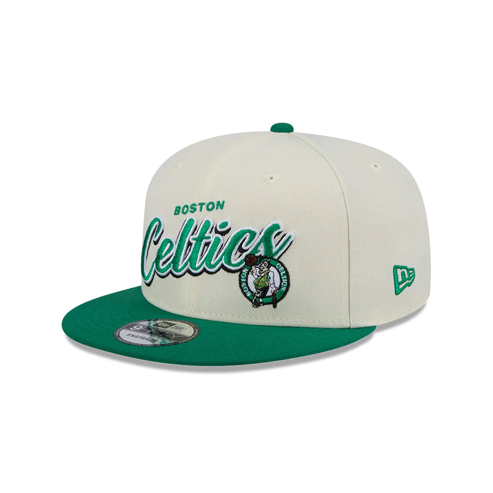 Boston Celtics Hat - Script Chrome White OTC 2-Tone NBA 9Fifty Snapback Cap - New Era